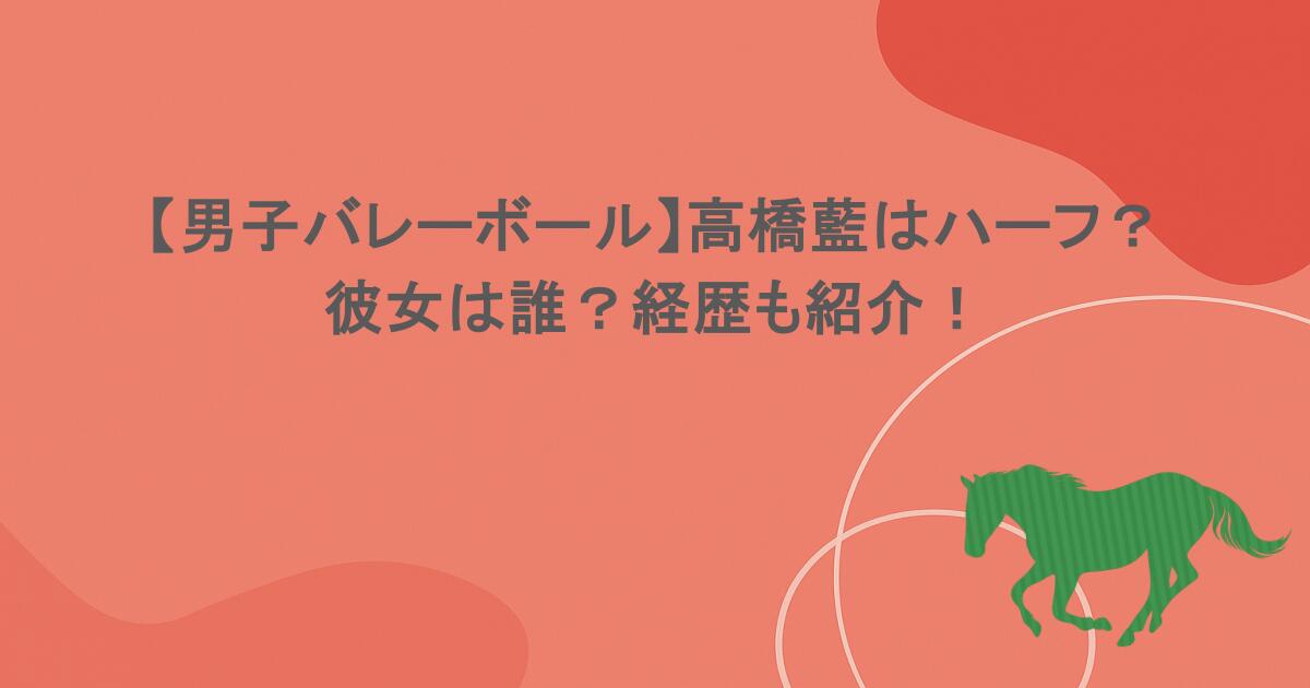 【男子バレーボール】高橋藍はハーフ?彼女は誰?経歴も紹介!