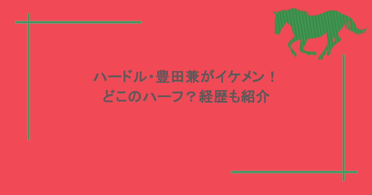 ハードル・豊田兼がイケメン！どこのハーフ？経歴も紹介